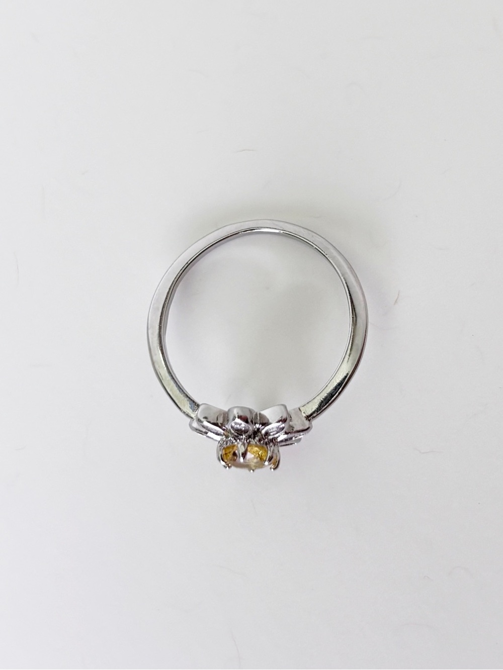 Sterling Silver Daisy Ring with Yellow Center Stone Cubic Zircon - Picture 6 of 10